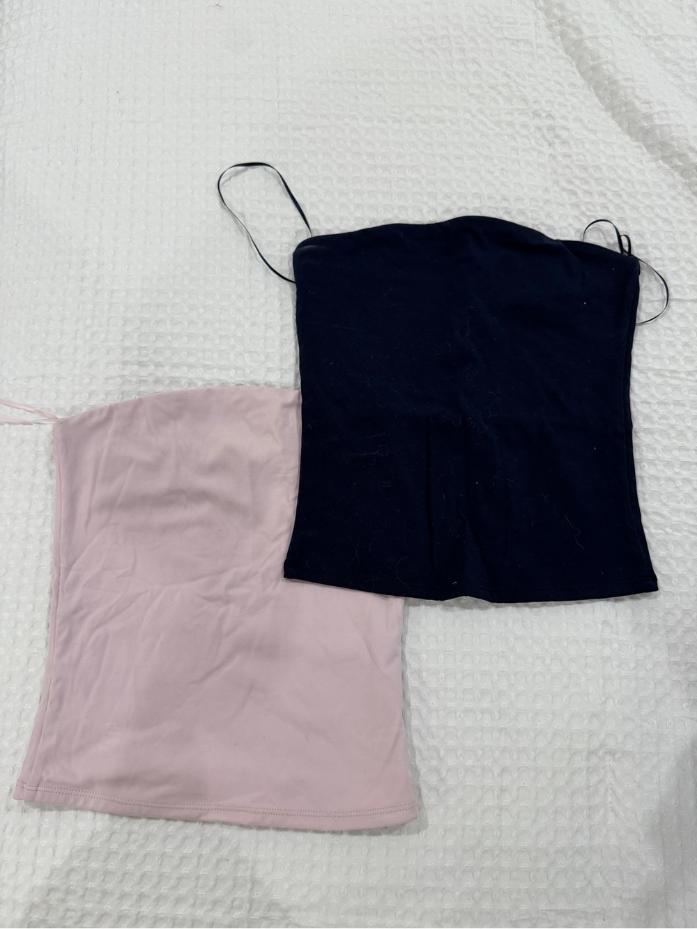 Women’s Strapless Tube Top - Navy Blue / Light Pink